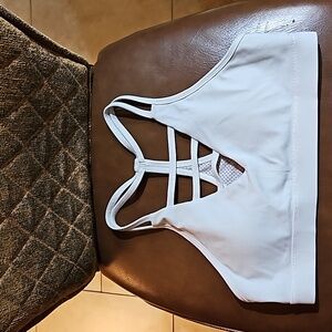 Zyia Active Grid Sports Bra Strappy Racerback Wirefree Lined Padded Light Gray